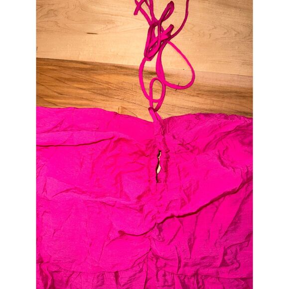 NWT Women's Pink Tiered Halter Top Maxi Dress - Picture 2 of 5